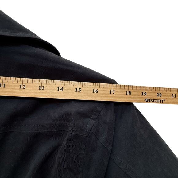 VTG 90s London Fog Trench Coat Womens 2 Petite Black Preppy Minimalist Long - Picture 7 of 8